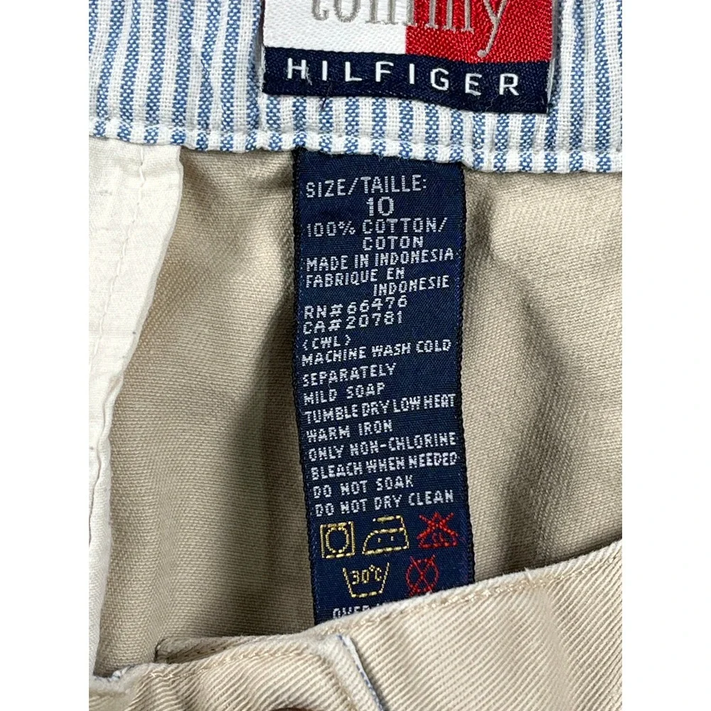 Tommy Hilfiger Chino Shorts Womens 10 Khaki Good Vintage Pleated High Waist